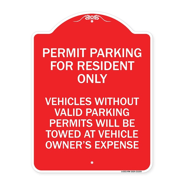 Parking Permit Permit Parking for Residents Only Vehicles Without Valid Parking Permi, RW-1824-23399